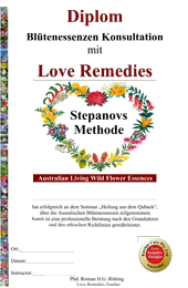 Diplom Love Remedies Buschbl&uuml;ten Seminare