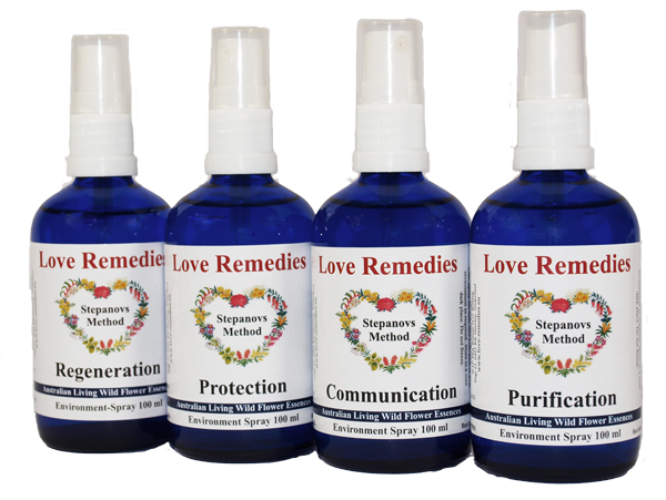 Umweltsprays der Love Remedies Essenzen